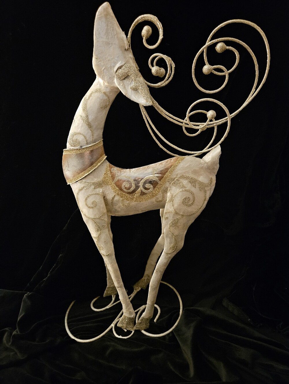 Decorative Metallic Gold and Cream Reindeer Sculpture - Home Art - Picture 2 of 2